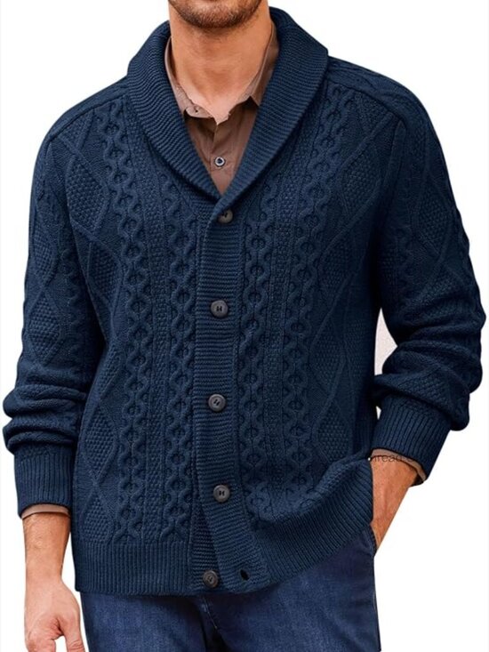 Other - Shawl Collar Cardigan Sweater Cable Knit Chunky Fall Winter Outwear